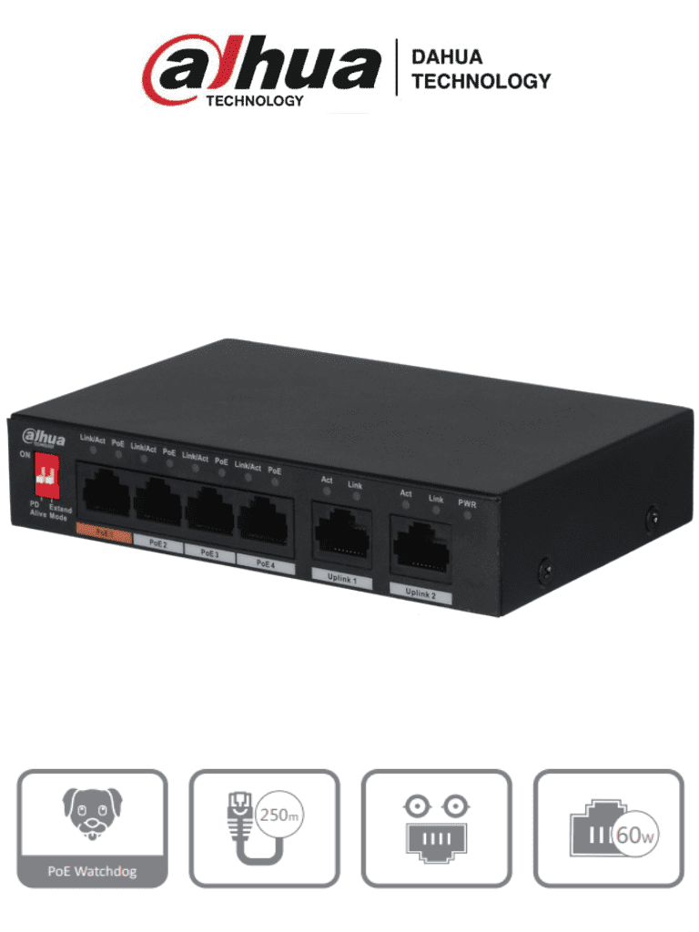 SWITCH PoE FAST ETHERNET DE 4 PUERTOS